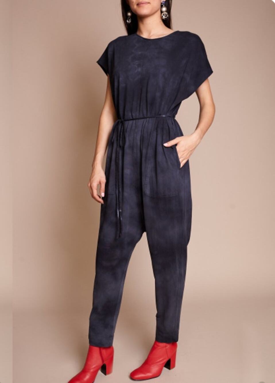 Raquel Allegra Romper Vintage Black/Navy Tie Dye Jumpsuit Cotton 0/XS